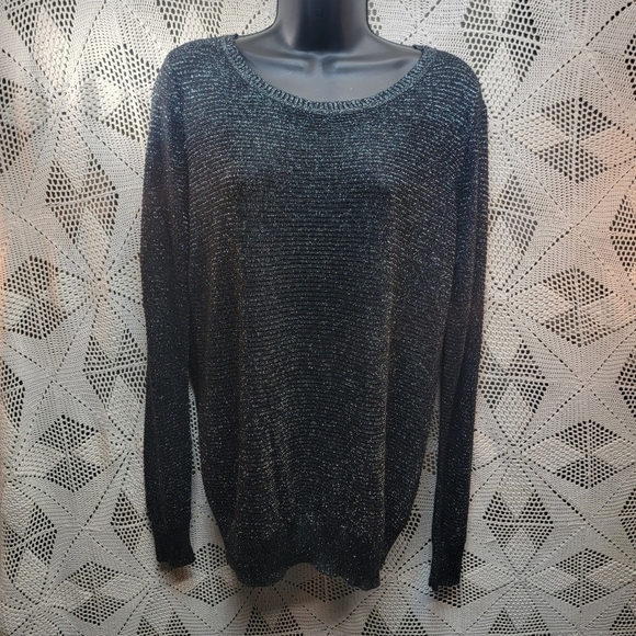 i jeans by Buffalo Tops - I Jeans by Buffalo size medium sheer long sleeve blouse. Black with silver. NWT
